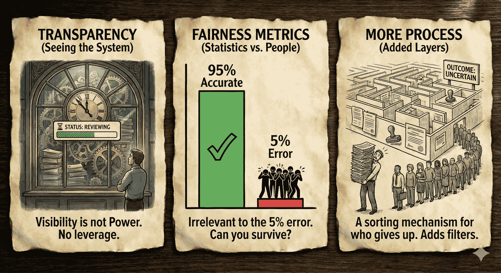 Why transparency, fairness metrics, and more process miss the point