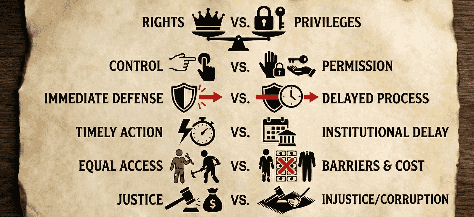 The machinery that moves when a right is violated